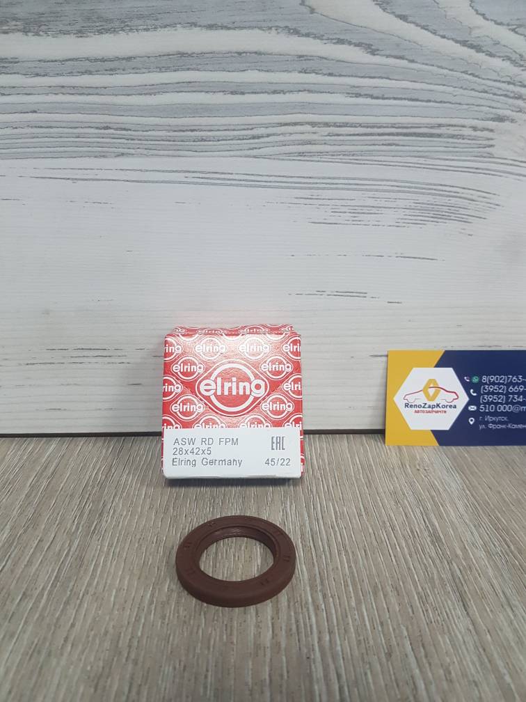 073890 Elring Сальник распредвала (Reno Logan-16V,Symbol-16V,Megane2(на1вал) Duster(диз и К4M) (28х42х5) Elring 073890 ан 7701478550 /130429913R/1351000Q0B