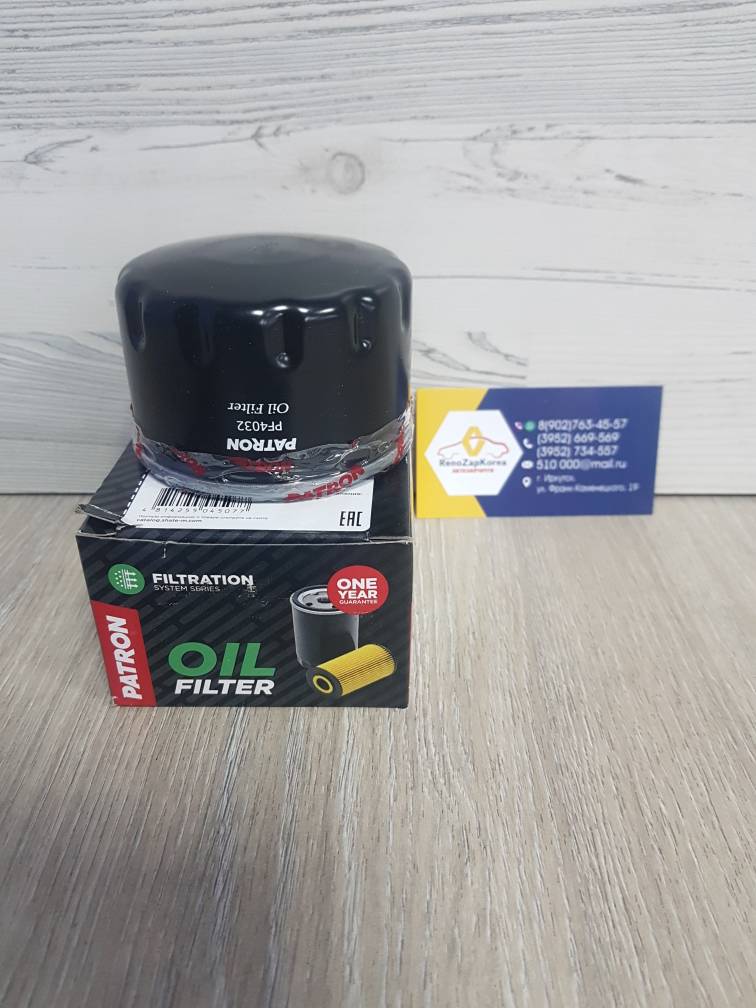 PF4032 Patron Фильтр масляный (Renault Logan Megan Clio Duster до15г(K4M) и др) (1.4 и1.6)  Patron PF4032 ан 7700274177 / 1520800QAC