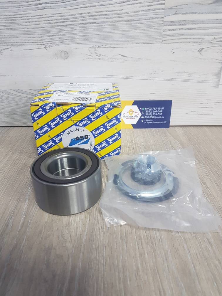 R15575 SNR Подшипник передней ступицы (Reno Logan с07г cABS,Logan c14г ABS, Almera,Megan2 c07г) SNR R15575 (к-т) ан 7701207677 ,402102977R, 402101554R,402104AA0A