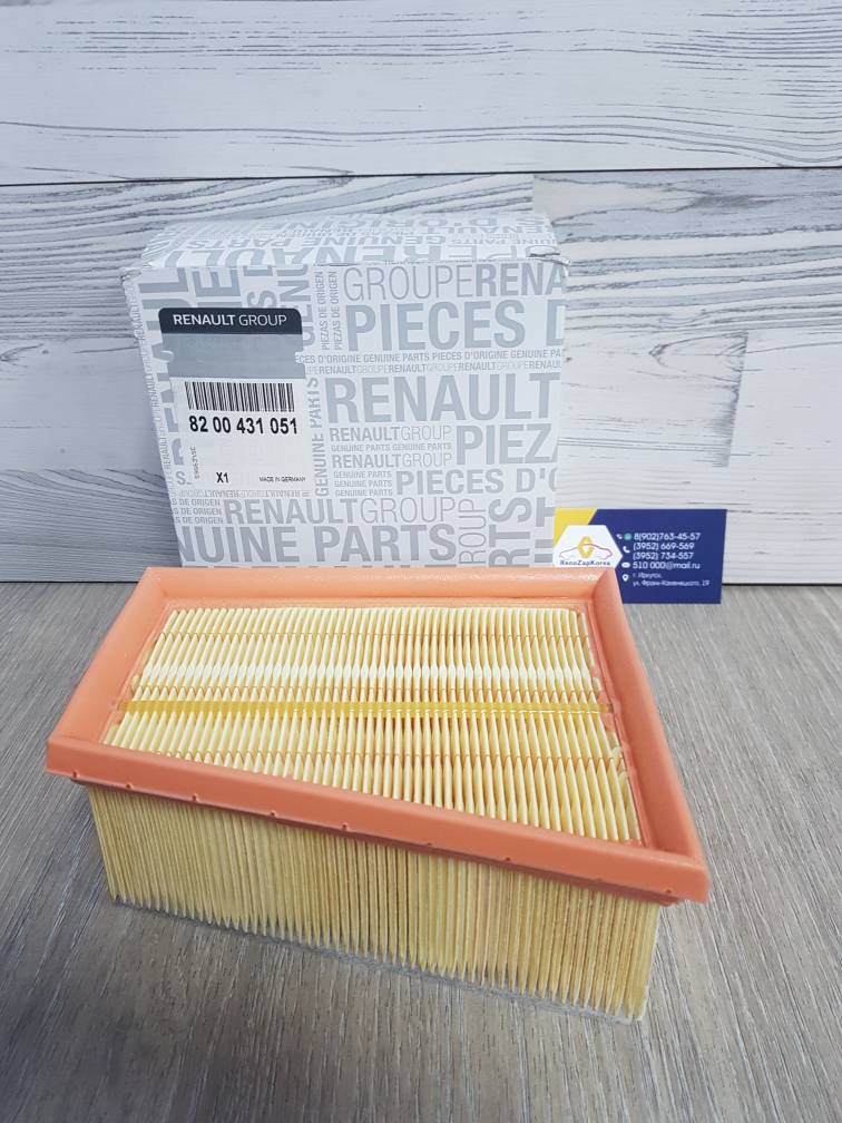8200431051 Renault Фильтр воздушный (Reno Logan(16V),Duster (1,6и2л)до15г, Megan2(1.4) ,Simboll (16V),Almera) Renault ориг 8200431051 ан 1654600QAU