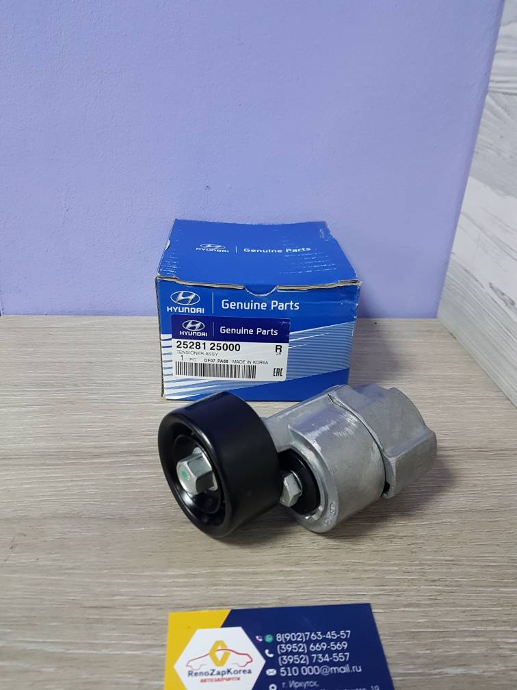 2528125000 Hyundai/Kia Ролик ремня генератора (Hyundai/Kia) (ix35 и др) натяж в сборе Hyundai ориг 2528125000 ан 252812G000